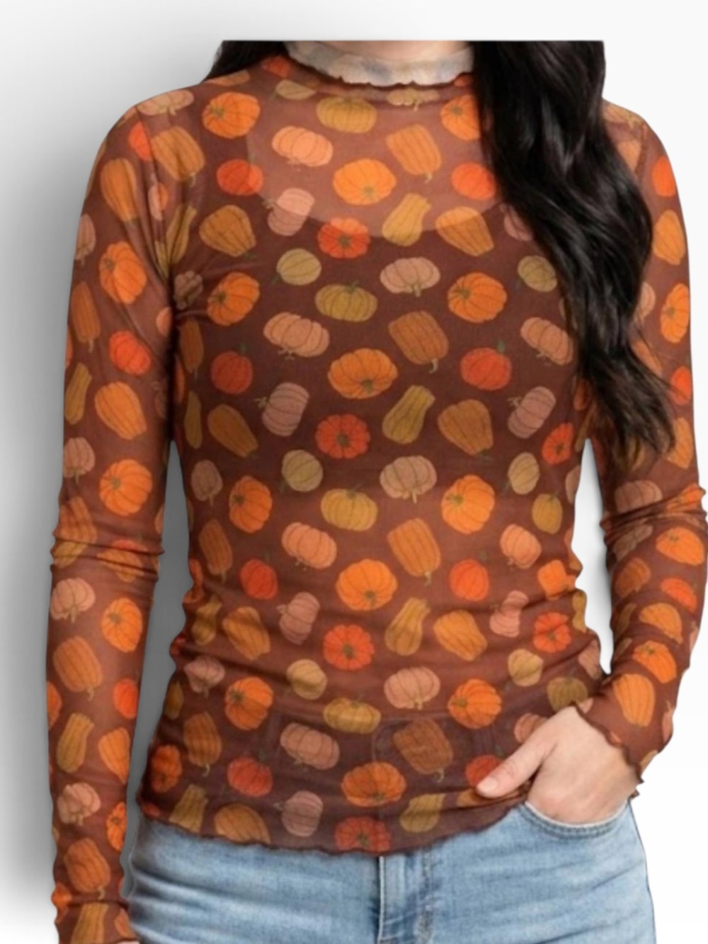Jess Lea Pumpkin Obsession Mesh top Fall colors size XL